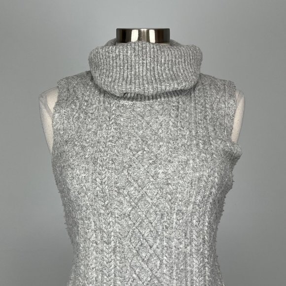 House of Harlow 1960 Sleeveless Cable Knit Sweater Dress Gray Turtleneck size M - Picture 2 of 13